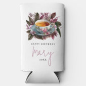 Stilvolle Burgundy Tea Party Floral Wasserfarbe Na Selters Dosenkühler (Vorderseite)