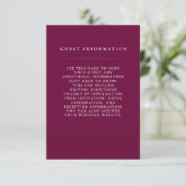Stilvolle Burgundy Wedding Guest Information Card Begleitkarte (Stehend Vorderseite)