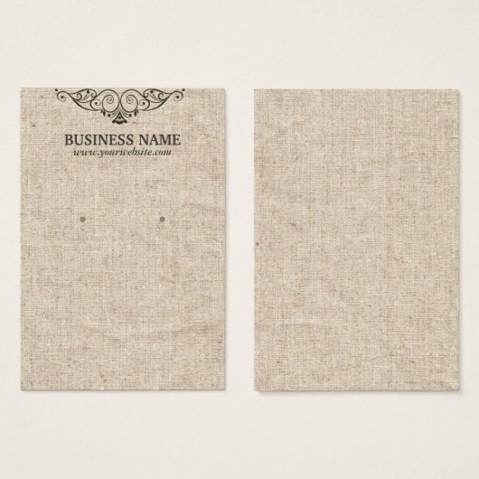 Stilvolle Burlap Texture Earring Display Cards (Vorne & Hinten)