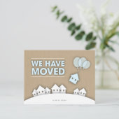 Stilvolle Burlap wir verschoben White Houses Postc Ankündigungspostkarte (Stehend Vorderseite)