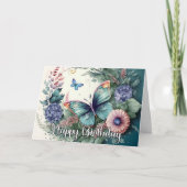 Stilvolle Butterfly Art Happy Birthday Karte (Vorderseite)