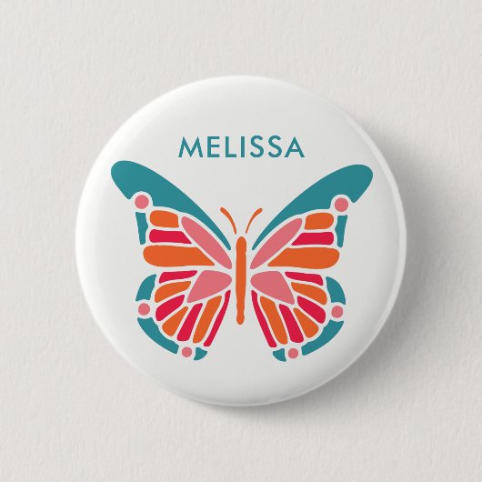 Stilvolle Butterfly-individuelle Name-Buttons Button (Vorderseite)