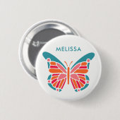 Stilvolle Butterfly-individuelle Name-Buttons Button (Vorne & Hinten)