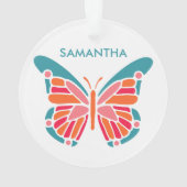 Stilvolle Butterfly-individuelle Name Ornament (Rückseite)
