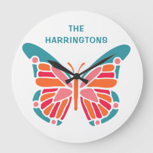 Stilvolle Butterfly individuelle Name-Wanduhren Große Wanduhr