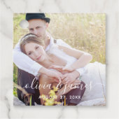 Stilvolle Calligrafy Foto Wedding Geschenkanhänger (Vorderseite)