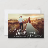 Stilvolle Calligraphie 2 Foto Wedding Dankeschön K Dankeskarte (Vorderseite)