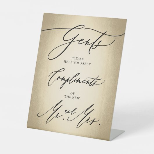 Stilvolle Calligraphie Script Gents Cigar Bar Wedd Sockelschild (Vorderseite)