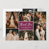 Stilvolle Callygrafie 6 Foto Collage Wedding Dankeskarte (Vorne/Hinten)