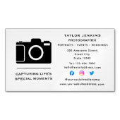 Stilvolle Camera Freelance Fotograf Social Media Magnetische Visitenkarte (Vorderseite)