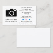 Stilvolle Camera Freelance Fotograf Social Media Visitenkarte (Vorne/Hinten)