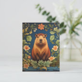 Stilvolle Capybara - Inspiriert von William Morris Postkarte (Stehend Vorderseite)