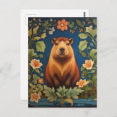 Stilvolle Capybara - Inspiriert von William Morris Postkarte (Vorne/Hinten)