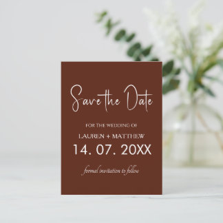 Stilvolle Caramel Brown-Schrift Einladungspostkarte