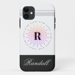 Stilvolle Carpe Diem Sun Symbol Monogram Name Case-Mate iPhone Hülle
