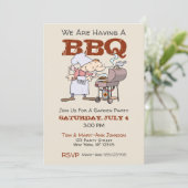 Stilvolle Cartoon Garden Party GRILLEN Einladung (Stehend Vorderseite)
