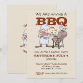 Stilvolle Cartoon Garden Party GRILLEN Einladung (Vorne/Hinten)