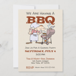 Stilvolle Cartoon Garden Party GRILLEN Einladung