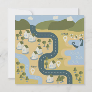 Stilvolle Cartoon Landschaft Reiseplan Ankündigung