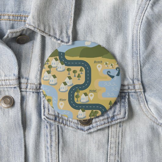 Stilvolle Cartoon Landschaft Reiseplan Button (Beispiel)
