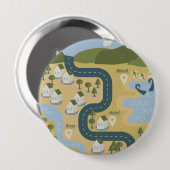 Stilvolle Cartoon Landschaft Reiseplan Button (Vorne & Hinten)