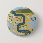 Stilvolle Cartoon Landschaft Reiseplan Button (Vorderseite)