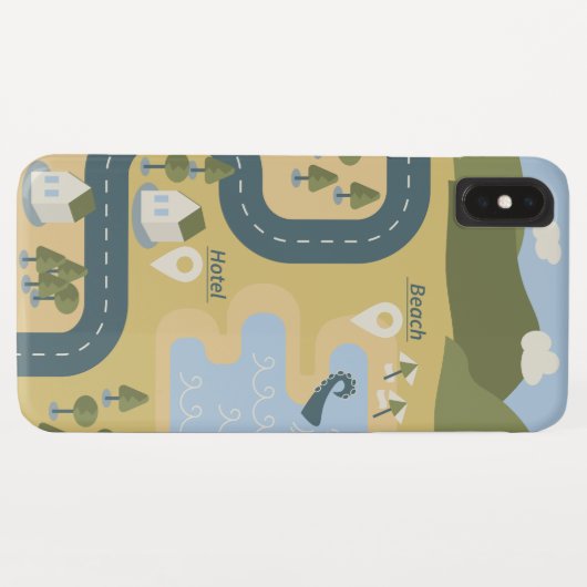 Stilvolle Cartoon Landschaft Reiseplan Case-Mate iPhone Hülle (Rückseite (Horizontal))