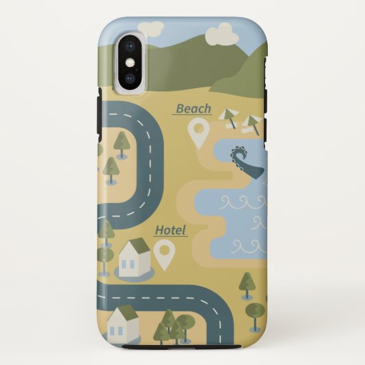 Stilvolle Cartoon Landschaft Reiseplan Case-Mate iPhone Hülle (Rückseite)