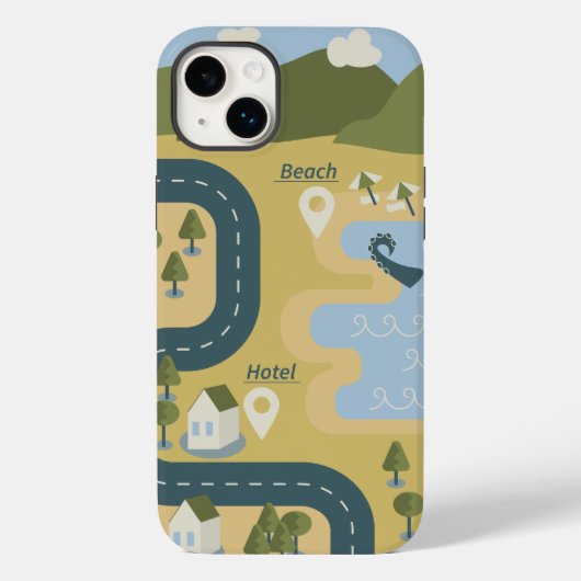 Stilvolle Cartoon Landschaft Reiseplan Case-Mate iPhone Hülle (Rückseite)