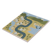 Stilvolle Cartoon Landschaft Reiseplan Fliese (Seite)