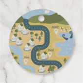 Stilvolle Cartoon Landschaft Reiseplan Geschenkanhänger (Rückseite)