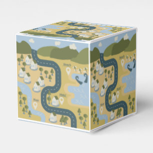 Stilvolle Cartoon Landschaft Reiseplan Geschenkschachtel