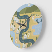 Stilvolle Cartoon Landschaft Reiseplan Große Wanduhr (Winkel)