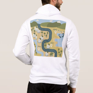 Stilvolle Cartoon Landschaft Reiseplan Hoodie