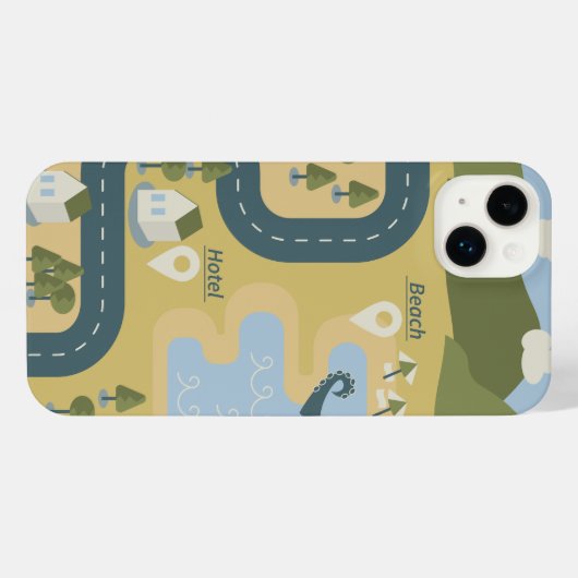 Stilvolle Cartoon Landschaft Reiseplan iPhone Hülle (Rückseite (Horizontal))