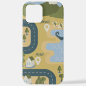 Stilvolle Cartoon Landschaft Reiseplan iPhone Hülle (Rückseite)