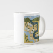 Stilvolle Cartoon Landschaft Reiseplan Jumbo-Tasse (Vorderseite Rechts)