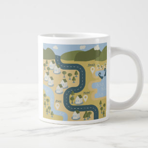 Stilvolle Cartoon Landschaft Reiseplan Jumbo-Tasse