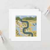 Stilvolle Cartoon Landschaft Reiseplan Karte (Vorderseite/Rückseite Beispiel)