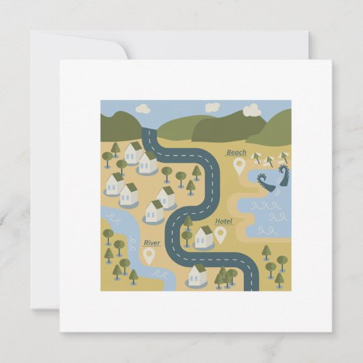 Stilvolle Cartoon Landschaft Reiseplan Karte (Vorderseite)