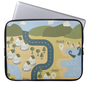 Stilvolle Cartoon Landschaft Reiseplan Laptopschutzhülle