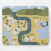 Stilvolle Cartoon Landschaft Reiseplan Mousepad (Vorne)