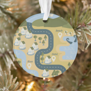 Stilvolle Cartoon Landschaft Reiseplan Ornament