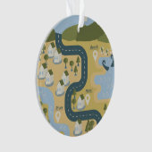 Stilvolle Cartoon Landschaft Reiseplan Ornament (Vorderseite)