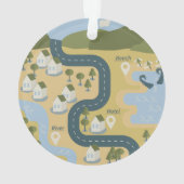 Stilvolle Cartoon Landschaft Reiseplan Ornament (Rückseite)