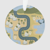 Stilvolle Cartoon Landschaft Reiseplan Ornament (Vorderseite)