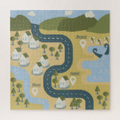 Stilvolle Cartoon Landschaft Reiseplan Puzzle (Vertikal)