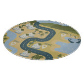 Stilvolle Cartoon Landschaft Reiseplan Schneidebrett (Ecke)