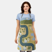 Stilvolle Cartoon Landschaft Reiseplan Schürze (Getragen)