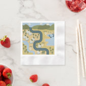 Stilvolle Cartoon Landschaft Reiseplan Serviette (Beispiel)